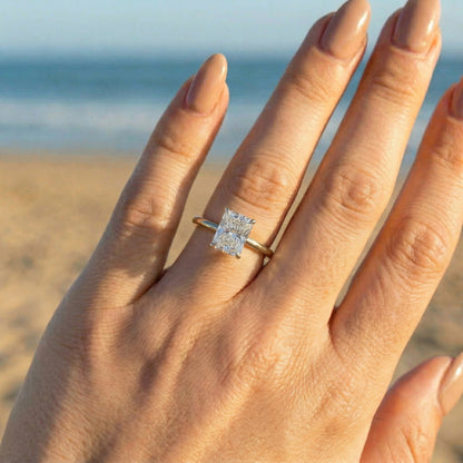 Radiant Solitaire Two Tone Moissanite Engagement Ring - Moissanite Engagement Rings