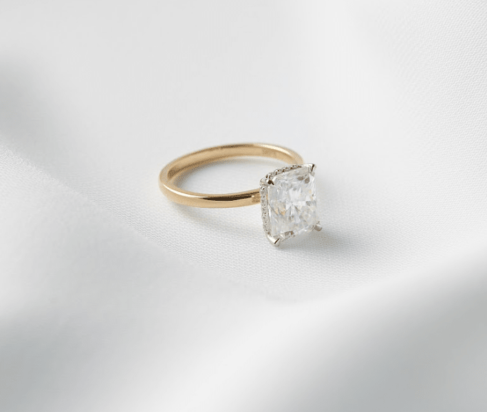 Radiant Solitaire Two Tone Moissanite Engagement Ring - Moissanite Engagement Rings