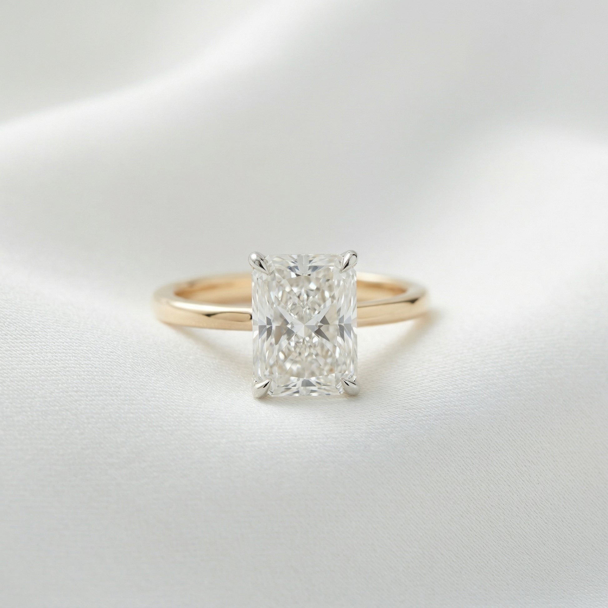 Radiant Solitaire Two Tone Moissanite Engagement Ring - Moissanite Engagement Rings