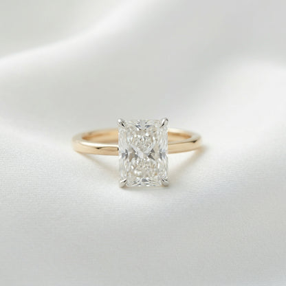 Radiant Solitaire Two Tone Moissanite Engagement Ring - Moissanite Engagement Rings