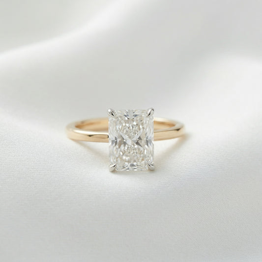 Radiant Solitaire Two Tone Moissanite Engagement Ring