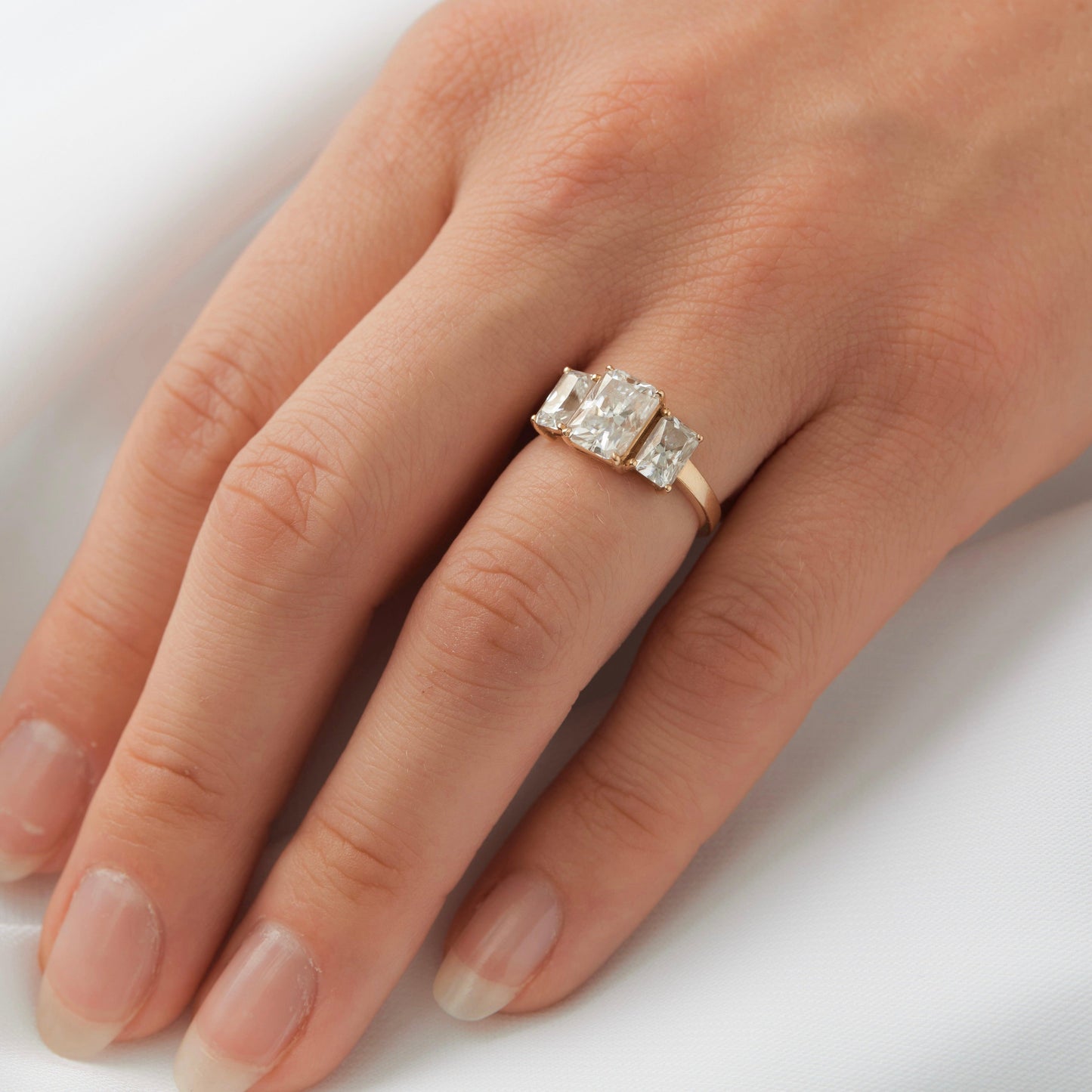 Radiant Trilogy Diamond Engagement Ring - Moissanite Engagement Rings