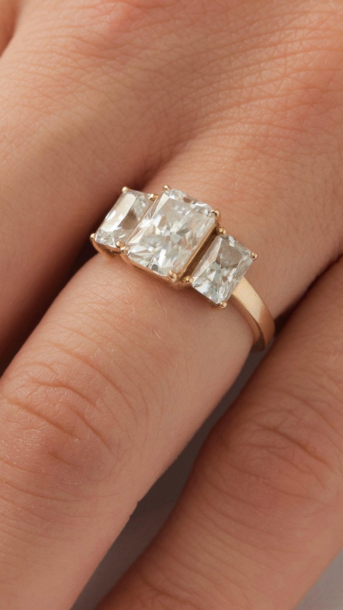 Radiant Trilogy Moissanite Engagement Ring – Timeless Design - Moissanite Engagement Rings