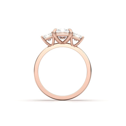 Radiant Trilogy Diamond Engagement Ring - Moissanite Engagement Rings