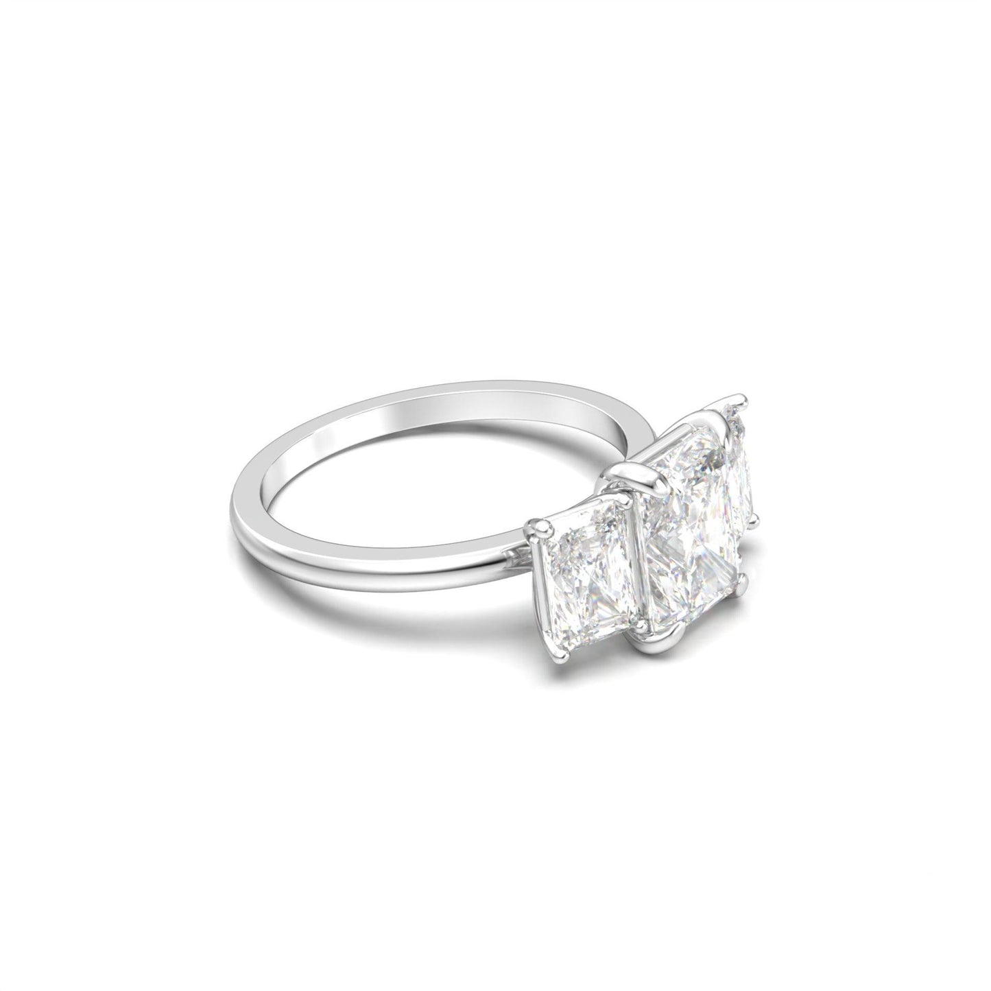 Radiant Trilogy Moissanite Engagement Ring - Moissanite Engagement Rings