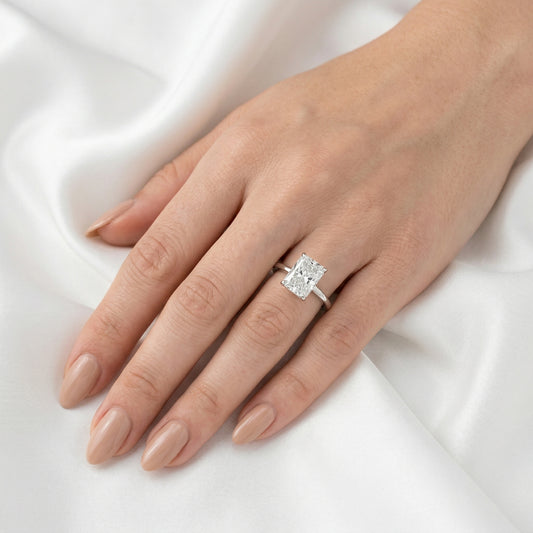 Radiant White Gold Solitaire Moissanite Engagement Ring