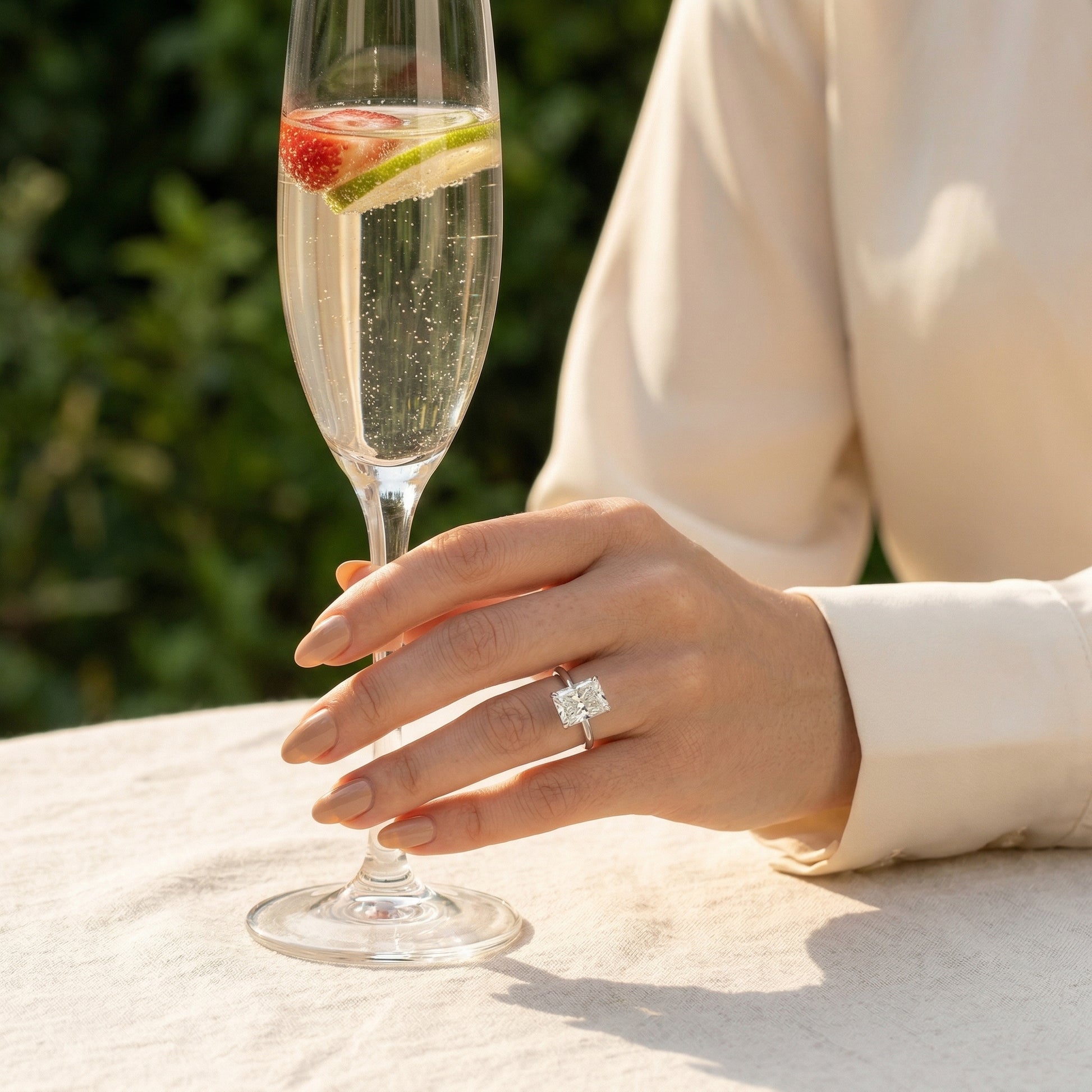 Radiant White Gold Solitaire Moissanite Engagement Ring - Moissanite Engagement Rings