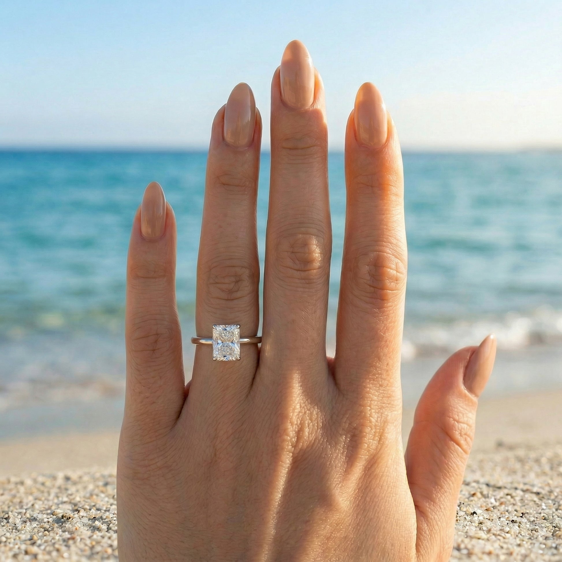 Radiant White Gold Solitaire Moissanite Engagement Ring - Moissanite Engagement Rings