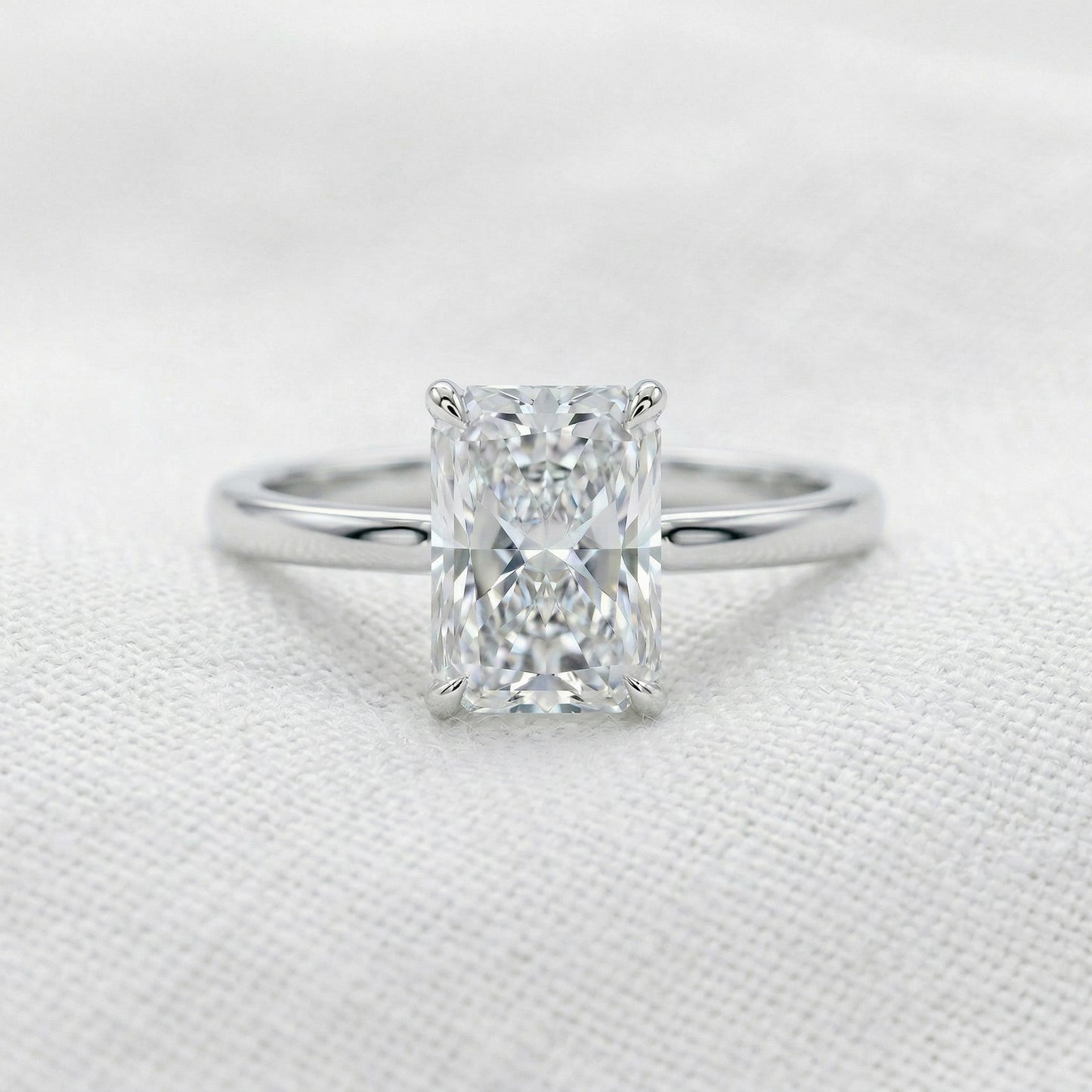 Radiant White Gold Solitaire Moissanite Engagement Ring - Moissanite Engagement Rings