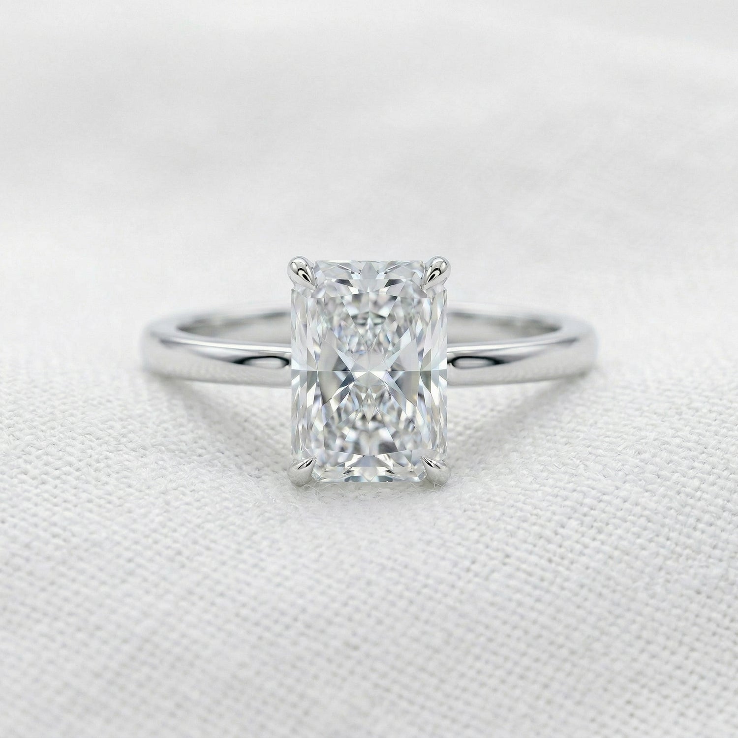 Radiant White Gold Solitaire Moissanite Engagement Ring - Moissanite Engagement Rings