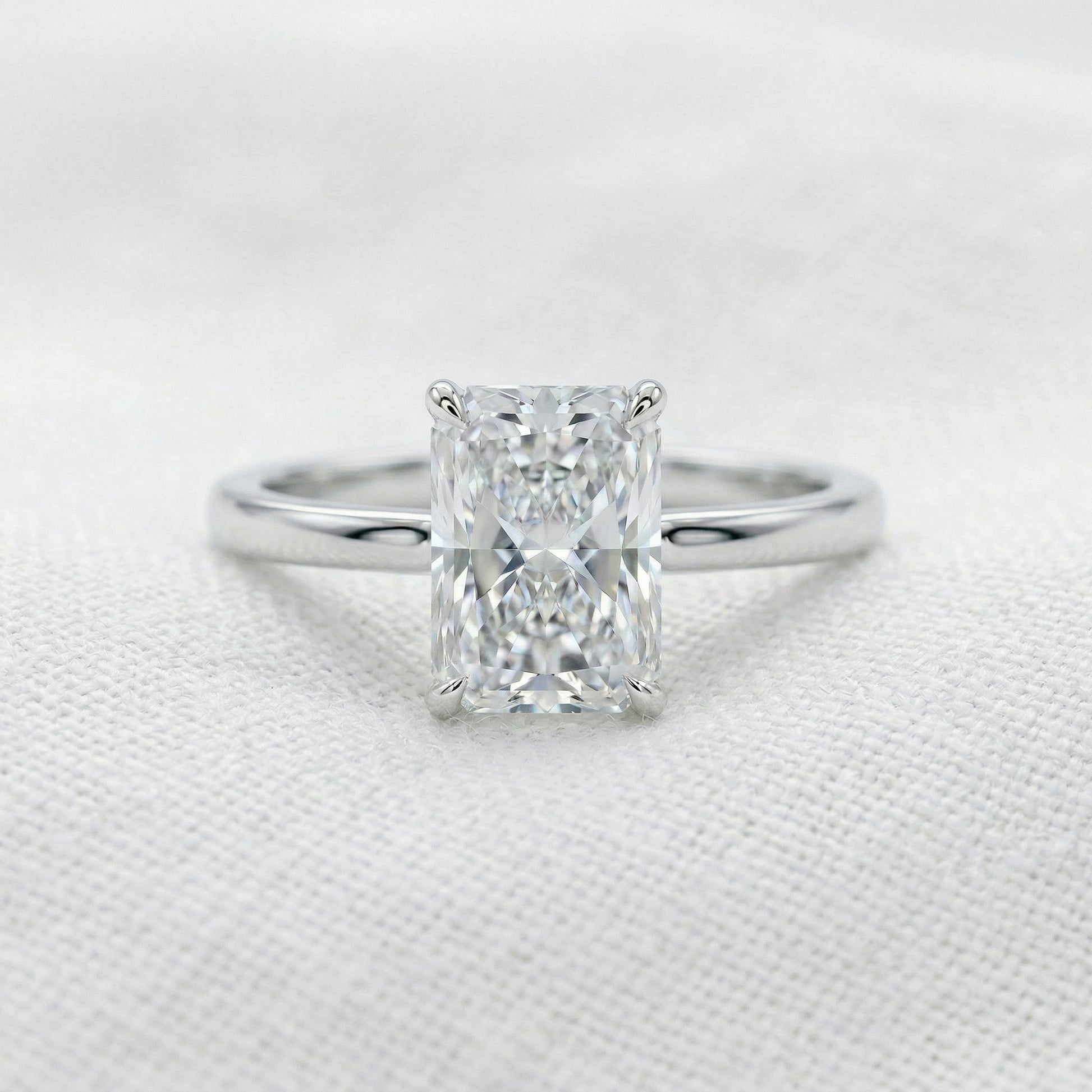 Radiant White Gold Solitaire Moissanite Engagement Ring - Moissanite Engagement Rings