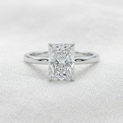 Radiant White Gold Solitaire Moissanite Engagement Ring - Moissanite Engagement Rings
