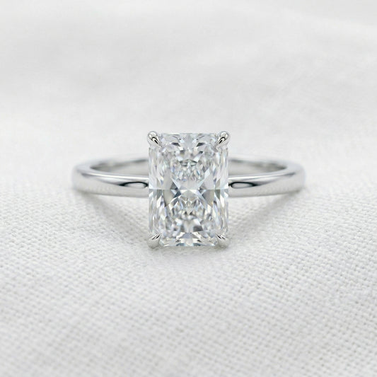 Radiant White Gold Solitaire Moissanite Engagement Ring - Moissanite Engagement Rings