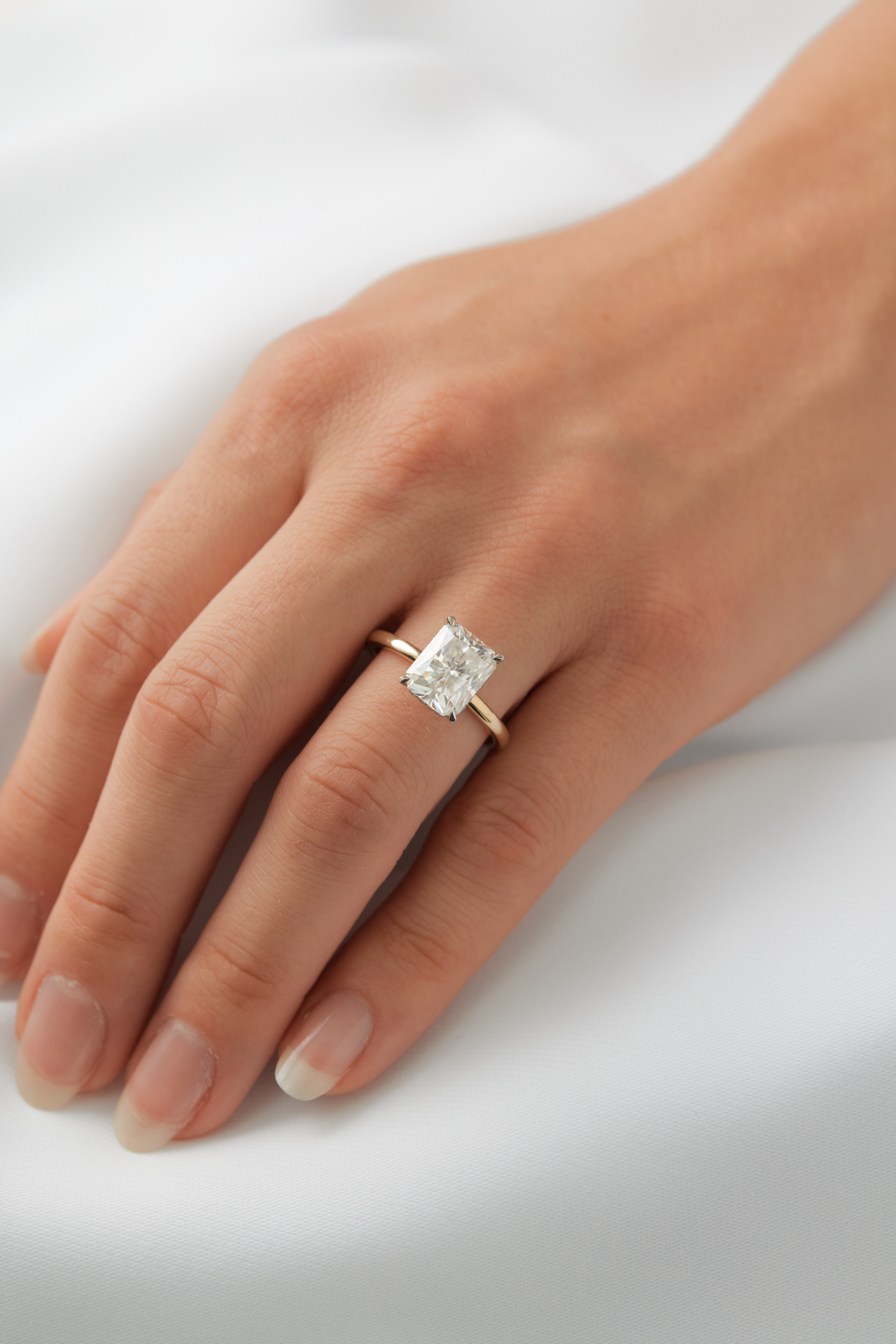 Radiant Cut Solitaire With Halo Moissanite Engagement Ring