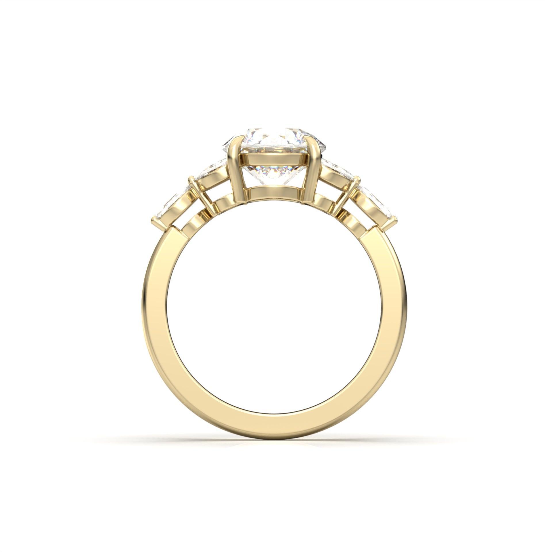 Round 4 Claw With Triple Marquise Accent Stones - moissaniteengagementrings