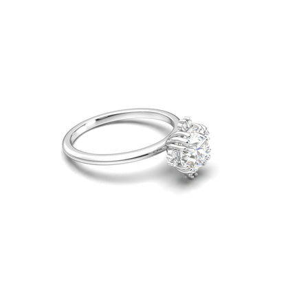 Round Accent Stones Diamond Engagement Ring - Moissanite Engagement Rings