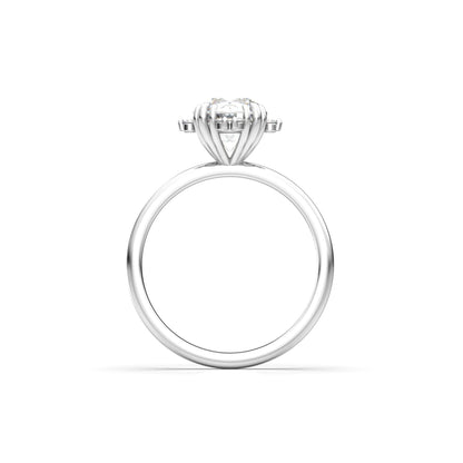 Round Accent Stones Diamond Engagement Ring - Moissanite Engagement Rings