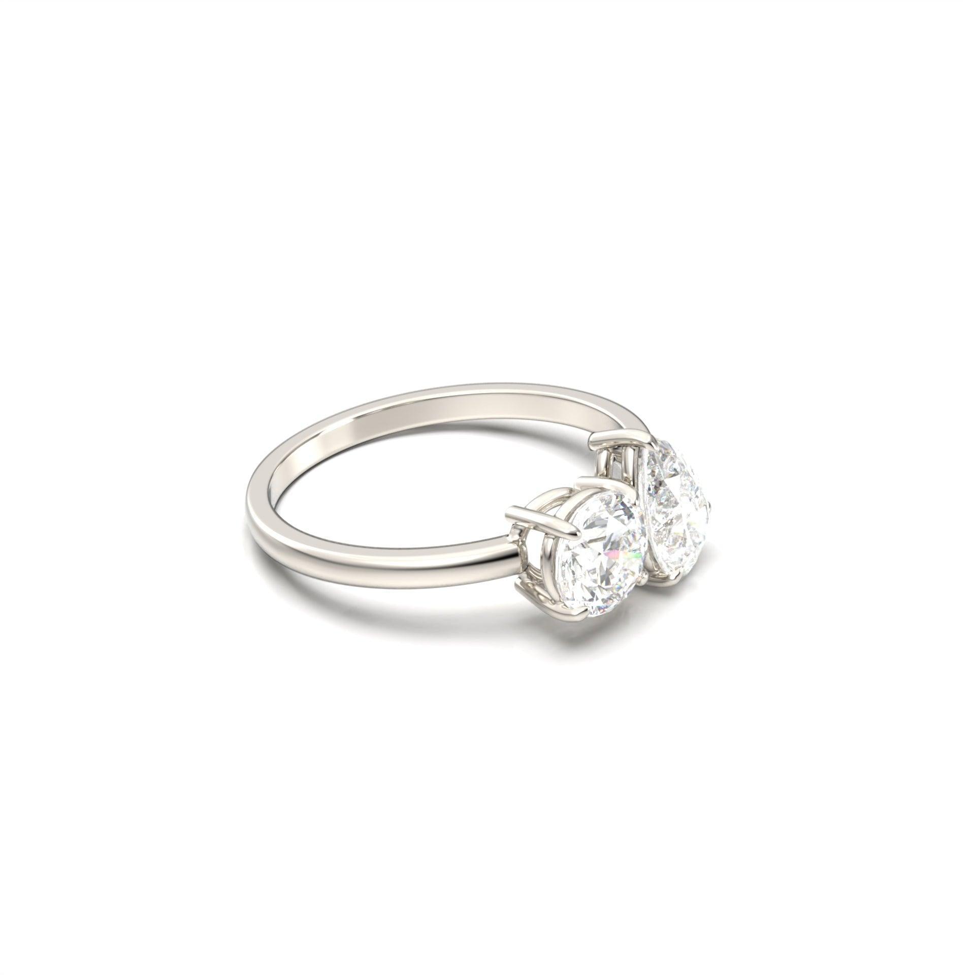 Round & Pear Two-Stone Moissanite Engagement Ring - Moissanite Engagement Rings