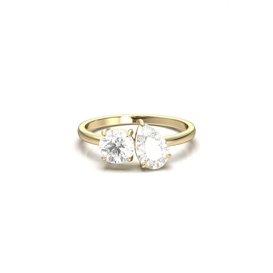 Round & Pear Two-Stone - moissaniteengagementrings