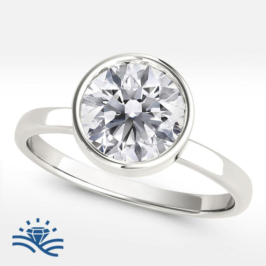 Round Bezel Solitaire Moissanite Engagement Ring - Moissanite Engagement Rings