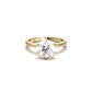 moissanite, round cut solitaire, gold band, engagement ring | Moissanite Engagement Rings 