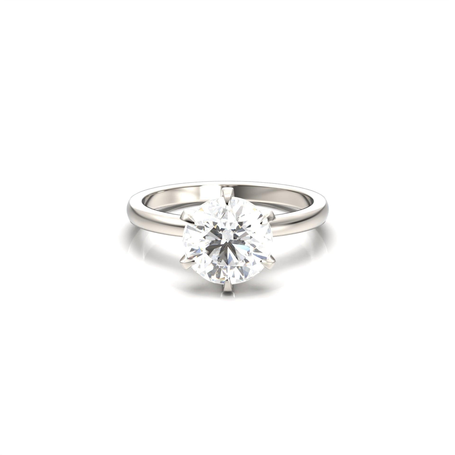 moissanite, round cut solitaire, platinum band, engagement ring | Moissanite Engagement Rings 