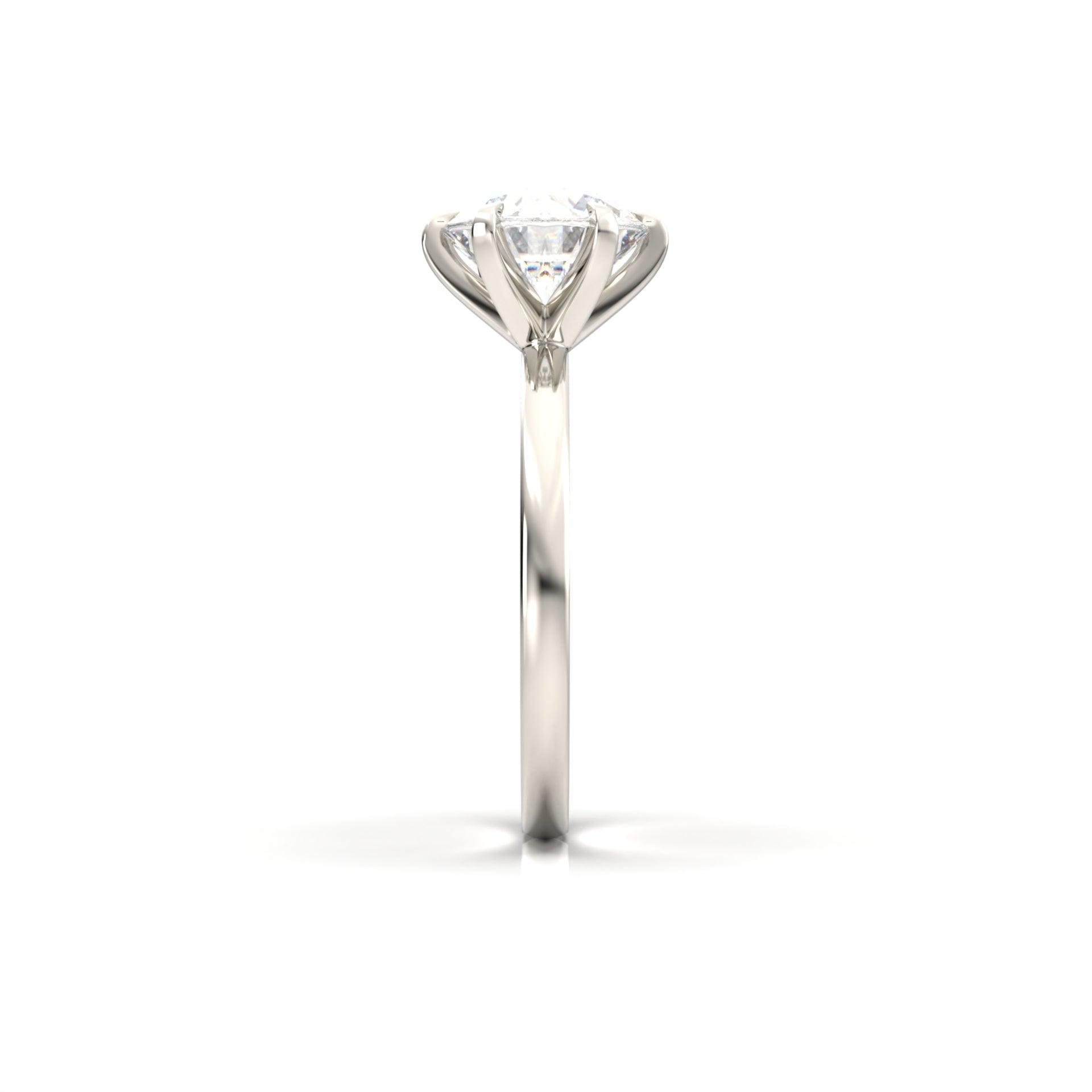 moissanite, round cut solitaire, platinum band, engagement ring | Moissanite Engagement Rings 