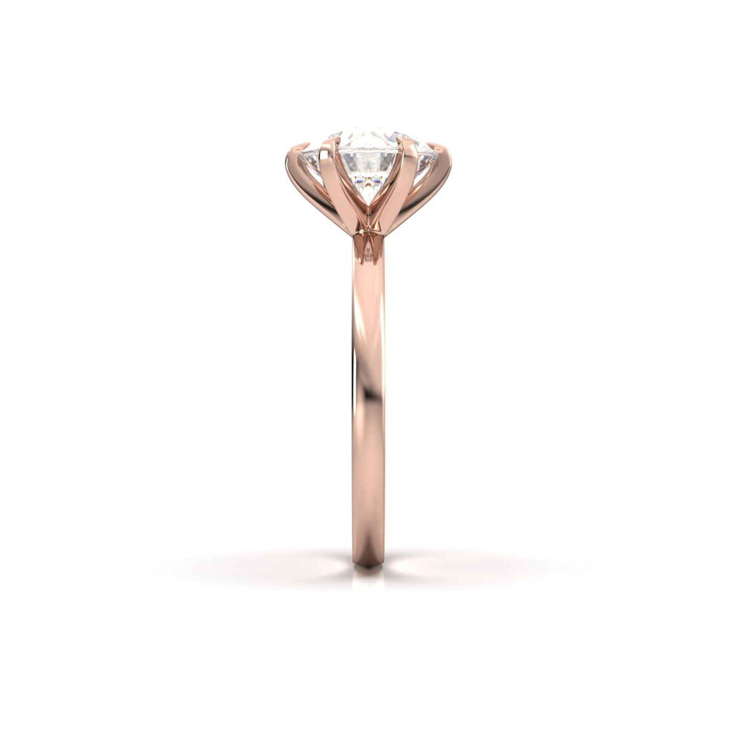 moissanite, round cut solitaire, rose gold band, engagement ring | Moissanite Engagement Rings 