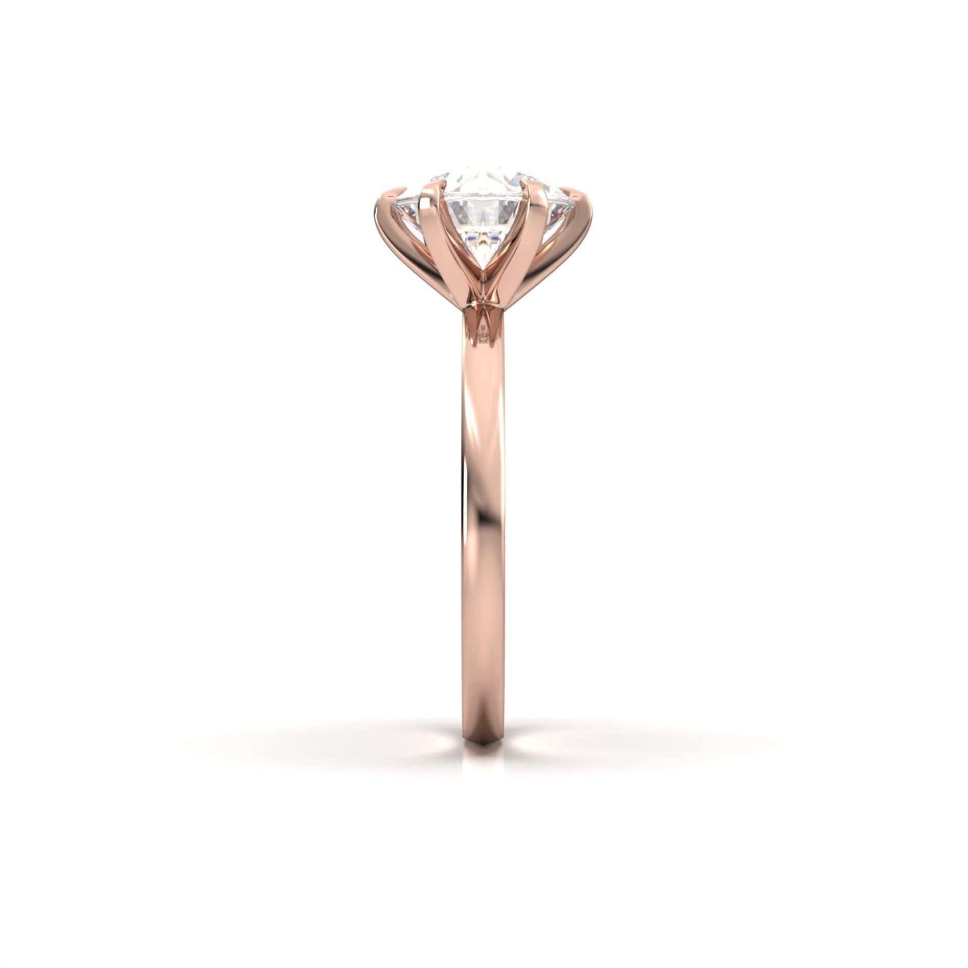 moissanite, round cut solitaire, rose gold band, engagement ring | Moissanite Engagement Rings 
