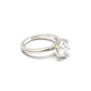 moissanite, round cut solitaire, platinum band, side view, engagement ring | Moissanite Engagement Rings 
