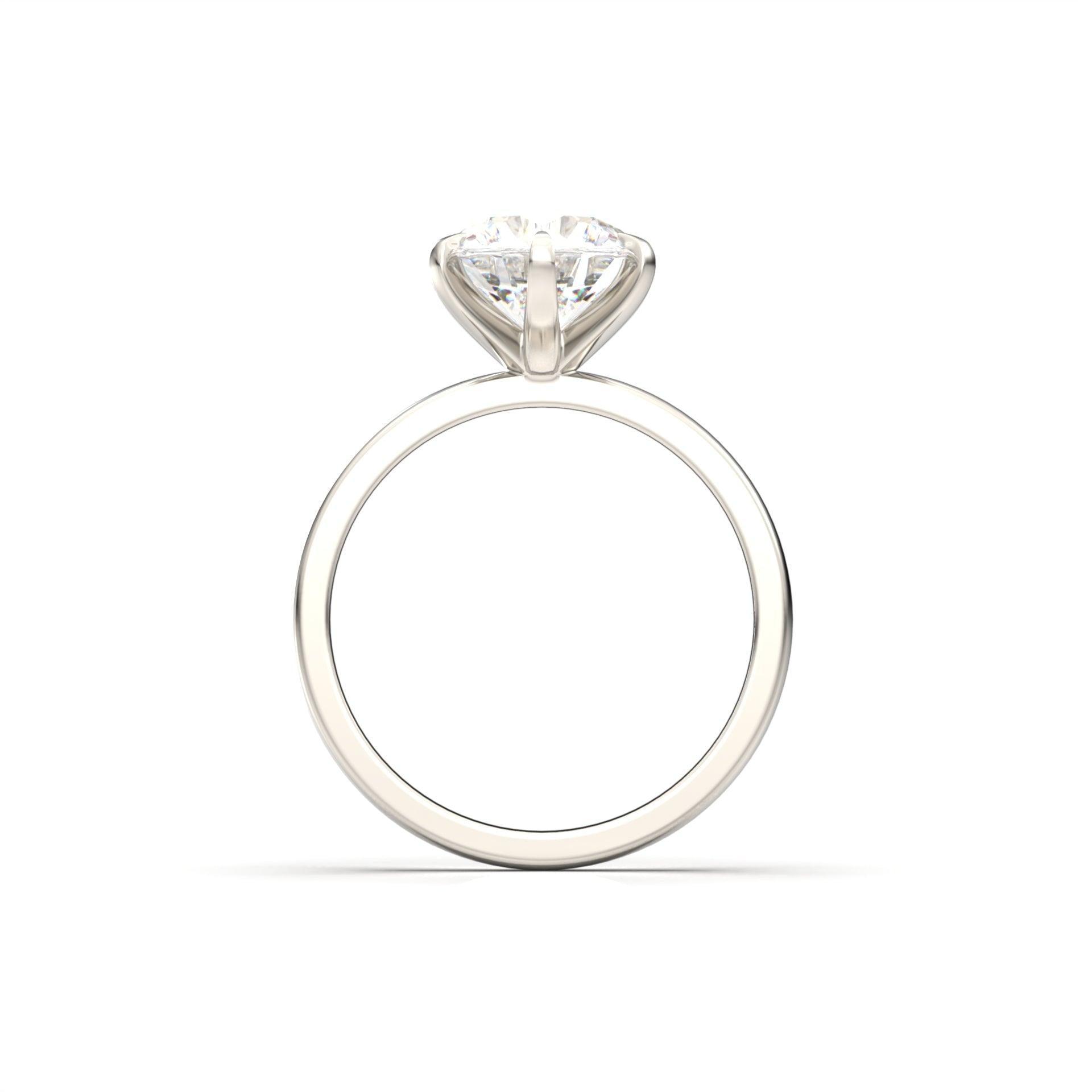 moissanite, round cut solitaire, platinum band, engagement ring | Moissanite Engagement Rings 