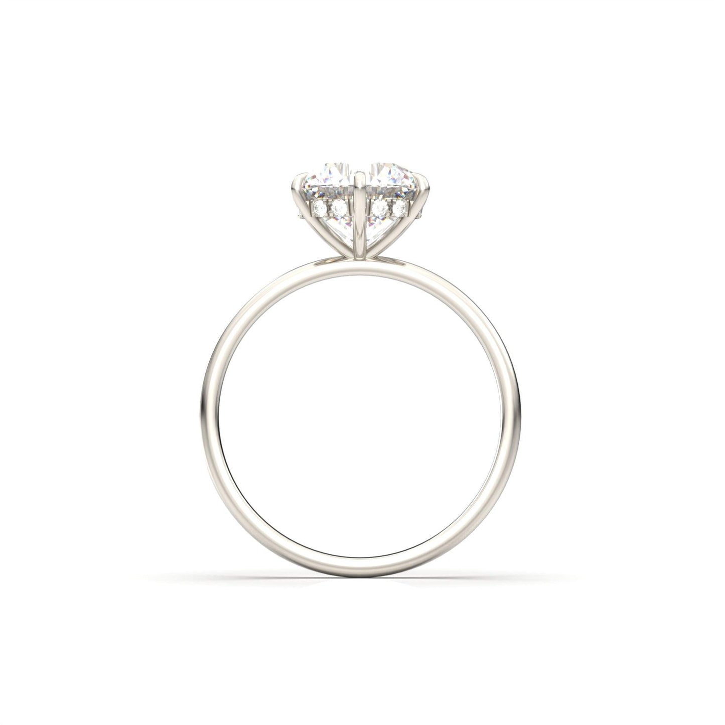 Round Cut Solitaire 6 Claw Setting With Hidden Halo Moissanite Engagement Ring - Moissanite Engagement Rings