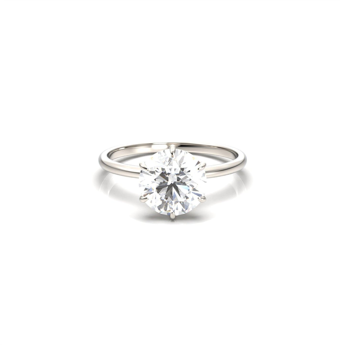 Round Cut Solitaire 6 Claw Setting With Hidden Halo Moissanite Engagement Ring - Moissanite Engagement Rings