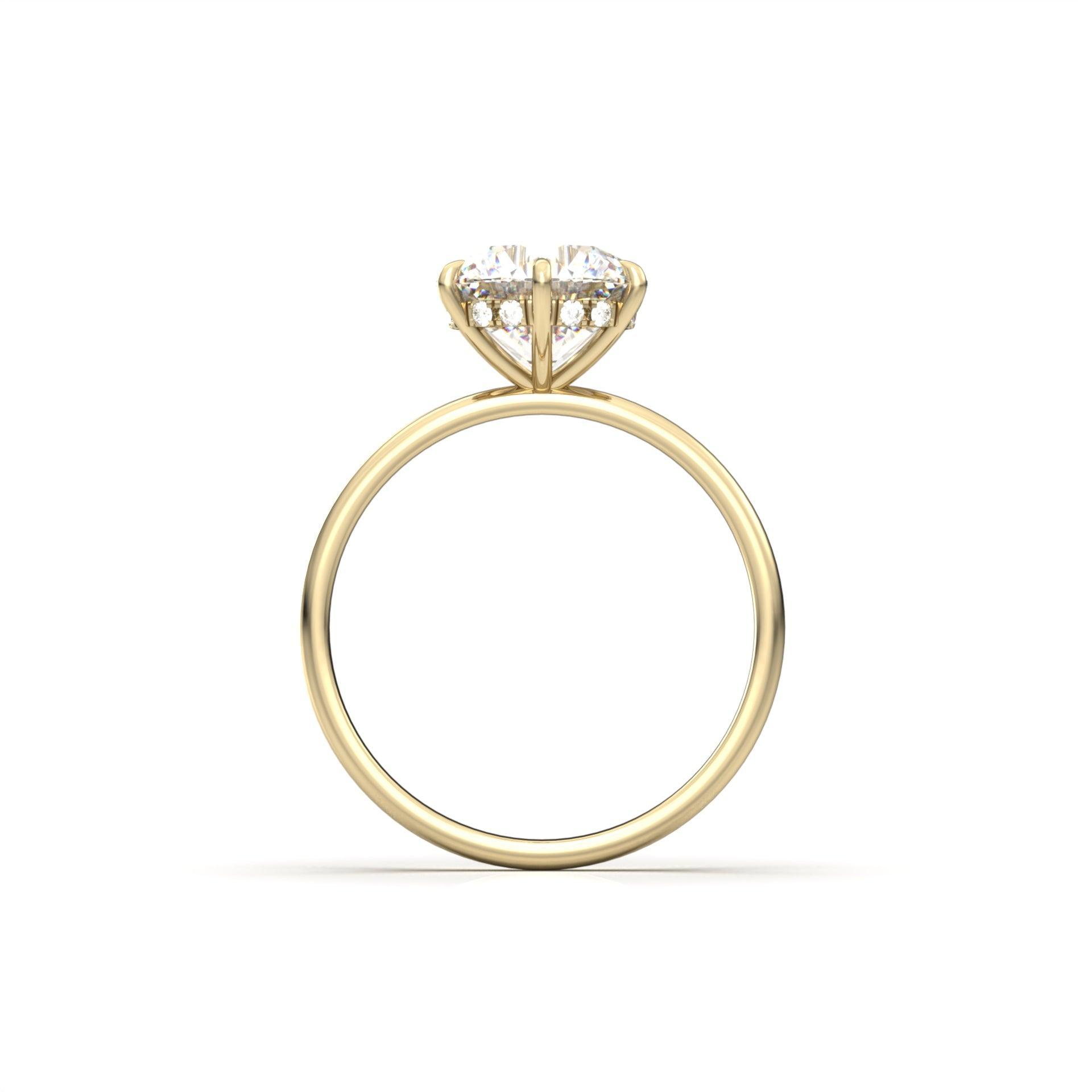 Round Cut Solitaire 6 Claw Setting With Hidden Halo - moissaniteengagementrings