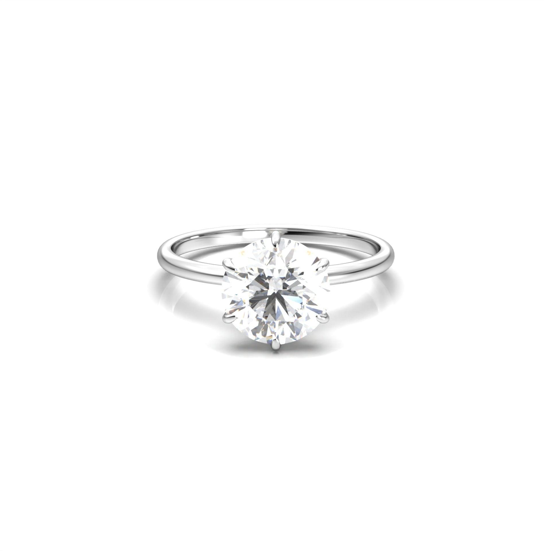 Round Cut Solitaire 6 Claw Setting With Hidden Halo - moissaniteengagementrings