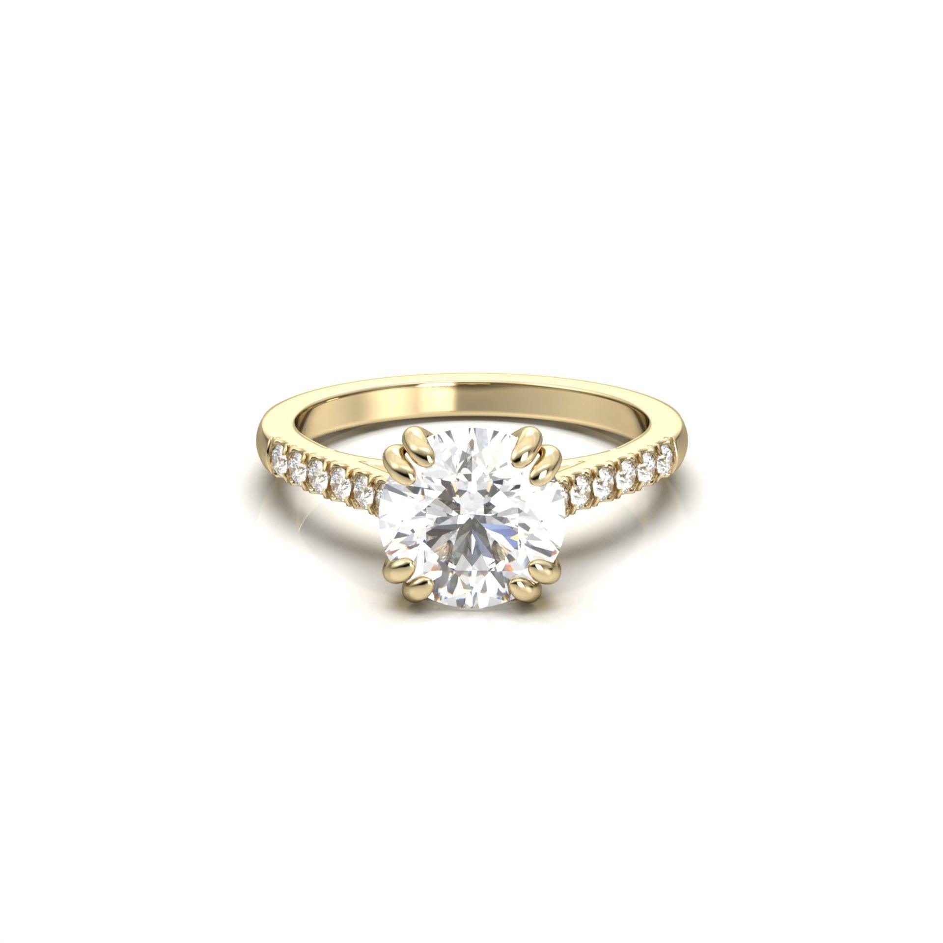 Round Cut Solitaire With Hidden Halo Cathedral - moissaniteengagementrings