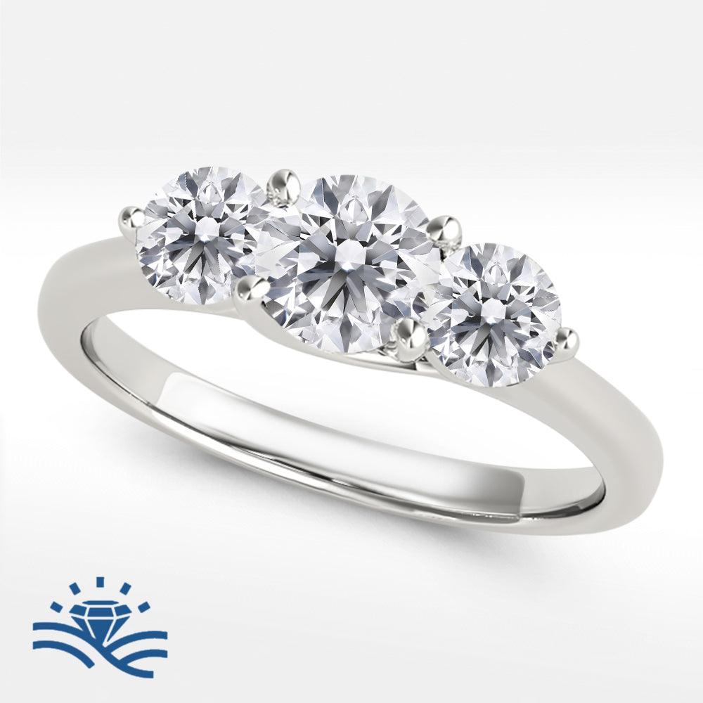 Round Cut Trilogy Moissanite Engagement Ring - Moissanite Engagement Rings