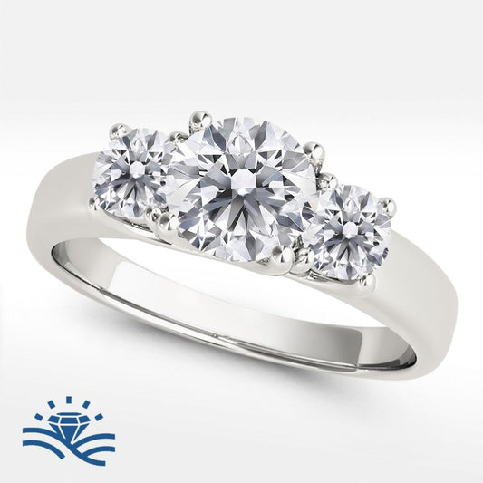 Round Cut Trilogy Moissanite Engagement Ring - Moissanite Engagement Rings