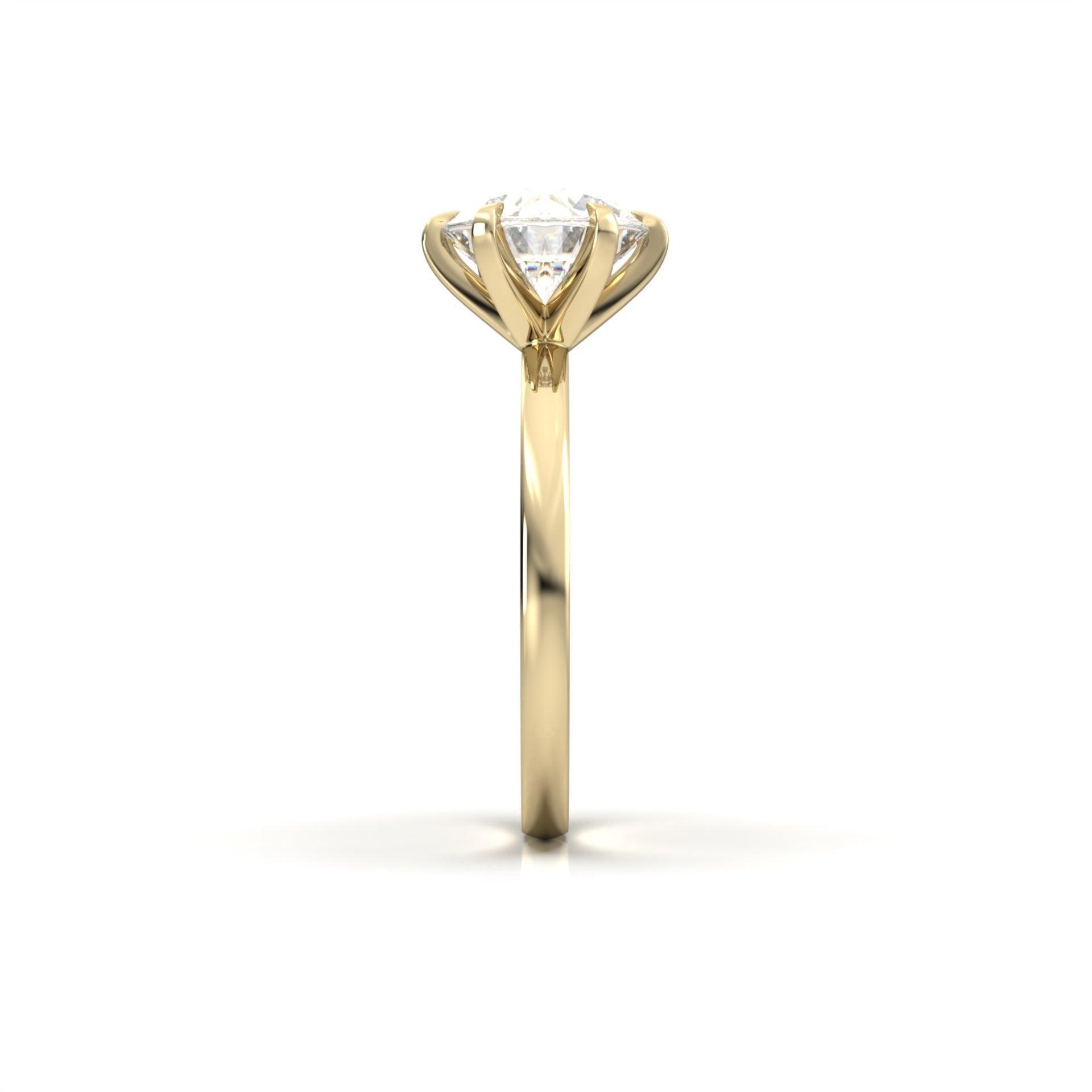 moissanite, round cut solitaire, gold band, engagement ring | Moissanite Engagement Rings 