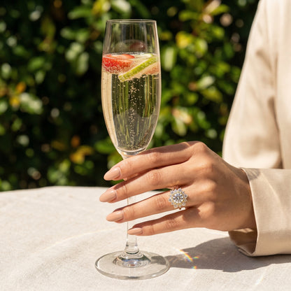 Round Floral Halo Moissanite Engagement Ring - Moissanite Engagement Rings