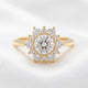 Round Floral Halo Moissanite Engagement Ring - Moissanite Engagement Rings