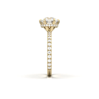 Round Half Pavè & Hidden Halo Moissanite Engagement Ring - Moissanite Engagement Rings