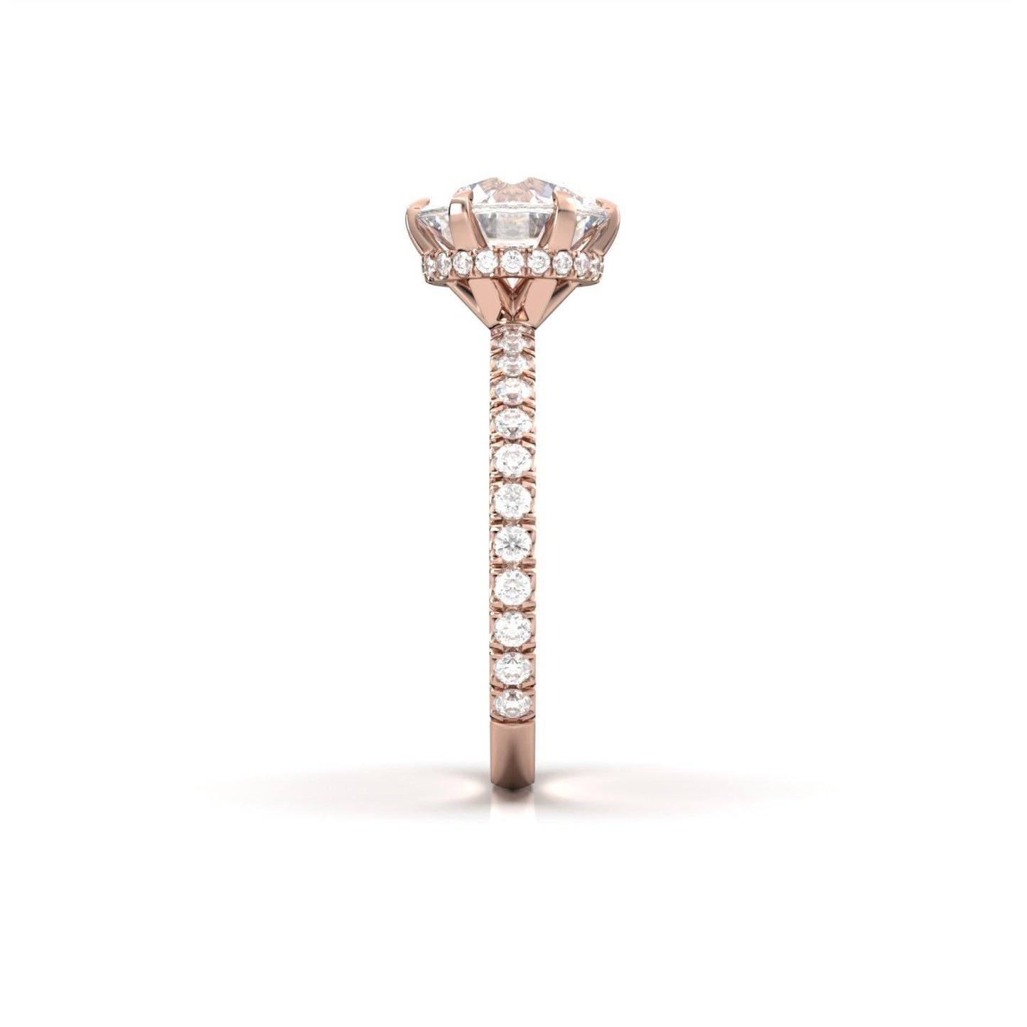 Round Half Pavè & Hidden Halo Moissanite Engagement Ring - Moissanite Engagement Rings