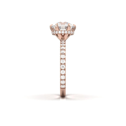 Round Half Pavè & Hidden Halo Moissanite Engagement Ring - Moissanite Engagement Rings