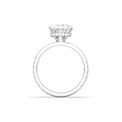 Round Half Pavè & Hidden Halo Moissanite Engagement Ring - Moissanite Engagement Rings