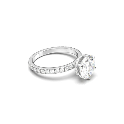Round Half Pavè & Hidden Halo Moissanite Engagement Ring - Moissanite Engagement Rings