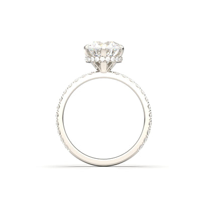 Round Half Pavè & Hidden Halo Moissanite Engagement Ring - Moissanite Engagement Rings