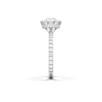 Round Half Pavè & Hidden Halo Moissanite Engagement Ring - Moissanite Engagement Rings