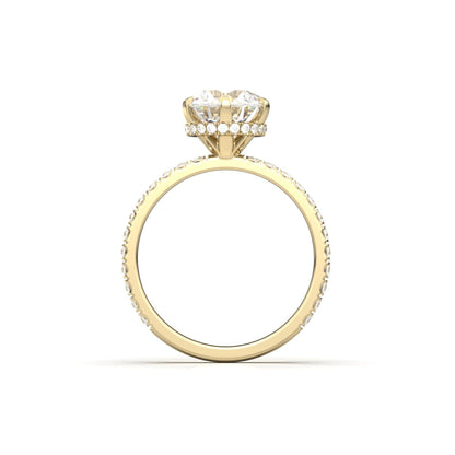 Round Half Pavè & Hidden Halo Moissanite Engagement Ring - Moissanite Engagement Rings