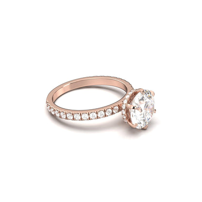 Round Half Pavè & Hidden Halo Moissanite Engagement Ring - Moissanite Engagement Rings